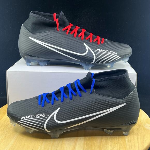 NIKE ZOOM MERCURIAL SUPERFLY 9 ACADEMY FG ID BLACK RED BLUE DX3346-900 MENS SZ 9